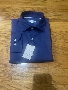 NWT Peter Millar Men's Dark Blue Dress Shirt Sz M